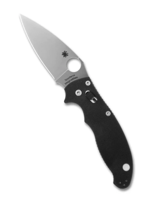 (Off Centered) Open Box/Returned Spyderco Manix 2 Plain Edge Folding Knife MagnaMax Blade Black G10 Handle C101GP2-MagnaMax