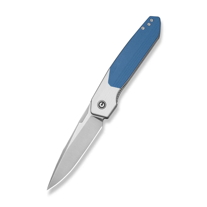 CIVIVI Brr15 Light Folding Knife White/Blue G10 Handle Nitro-V Plain Edge Satin Finish C25063-1