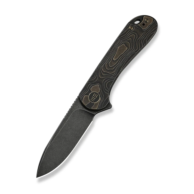 WE Elementum Folding Knife Bronze/Black Titanium Handle MagnaCut Plain Edge Black Stonewash Finish WE18062XA-3