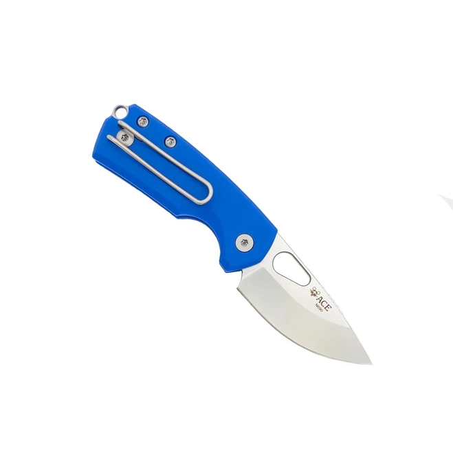 GiantMouse Tipsy Folding Knife Blue G10 Handle N690 Drop Point Plain Edge Satin Finish TIPSY-BLUE-G10