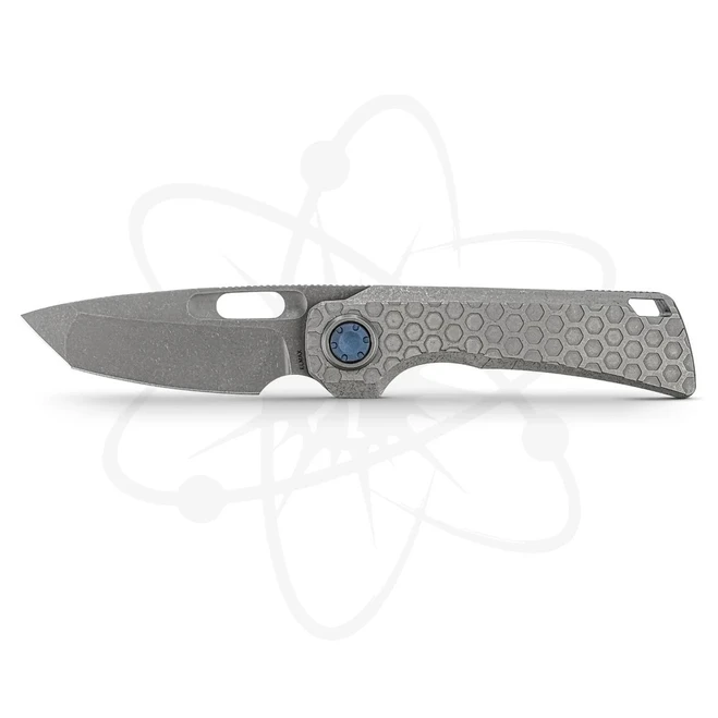 Vosteed Nymble Folding Knife Acid-Washed Gray Titanium Handle Elmax Tanto Plain Edge Acid Wash/Stonewash Finish A4704
