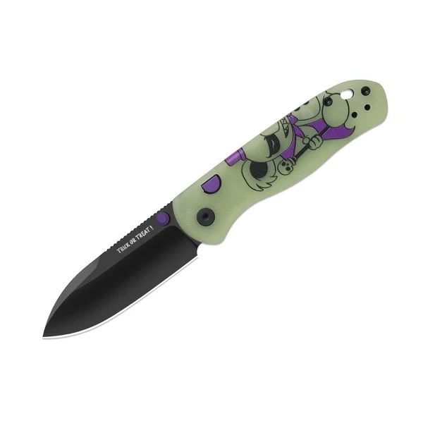 Kizer Drop Bear Halloween Special Edition Folding Knife Green/Black/Purple GID G10 Handle Elmax Drop Point Plain Edge Matte DLC Ultra Finish Ki3619HW1