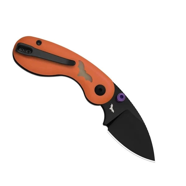 Kizer Microbe Halloween Special Edition Folding Knife Orange/Green GID G10 Handle 14C28N Drop Point Plain Edge Black PVD Finish V2742HW1