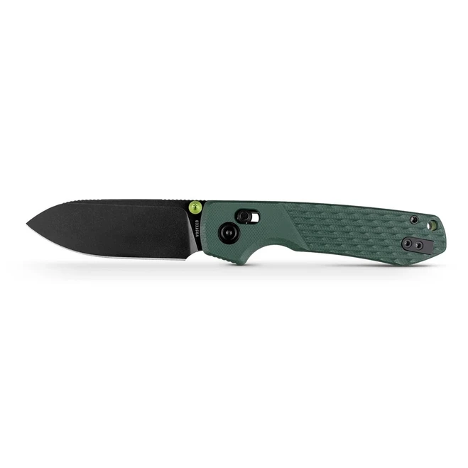 Vosteed Raccoon 2.0 Folding Knife Green G10 Handle Nitro-V Drop Point Plain Edge Black Stonewash Finish A4902