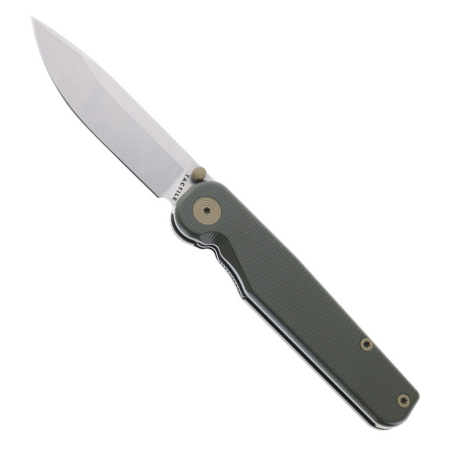 Tactile Knife Co Rockwall Overlander Folding Knife Green Cerakote Titanium Handle MagnaCut Drop Point Plain Edge Stonewash Finish TKC-135