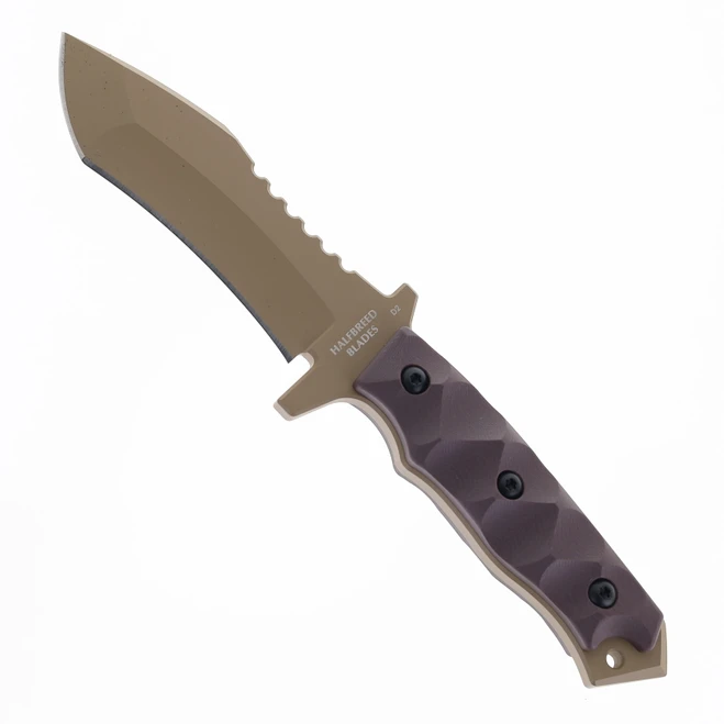 Halfbreed Blades MCK-02 Medium Clearance Fixed Blade Knife K340 Teflon Coated Blade Dark Earth G10 Handle MCK-02DE