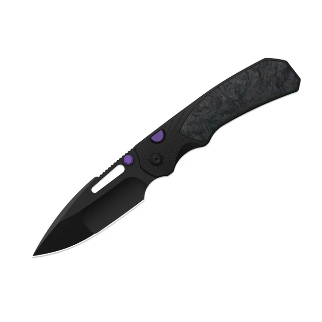 Kizer Durandal Folding Knife Black Aluminum/FatCarbon Black-Dark Matter Handle S35VN Drop Point Plain Edge Black PVD Finish K3765BD1