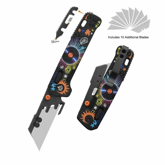 QSP Penguin Workmate Folding Knife Black/Record FRN Handle Stainless Steel Sheepsfoot Plain Edge QS130UT-REC