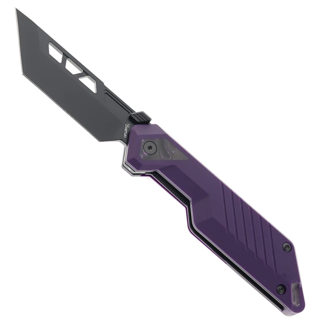 Ketuo Mutiny Folding Knife Purple G10 Handle 14C28N Plain Edge Black PVD Finish PUR/B