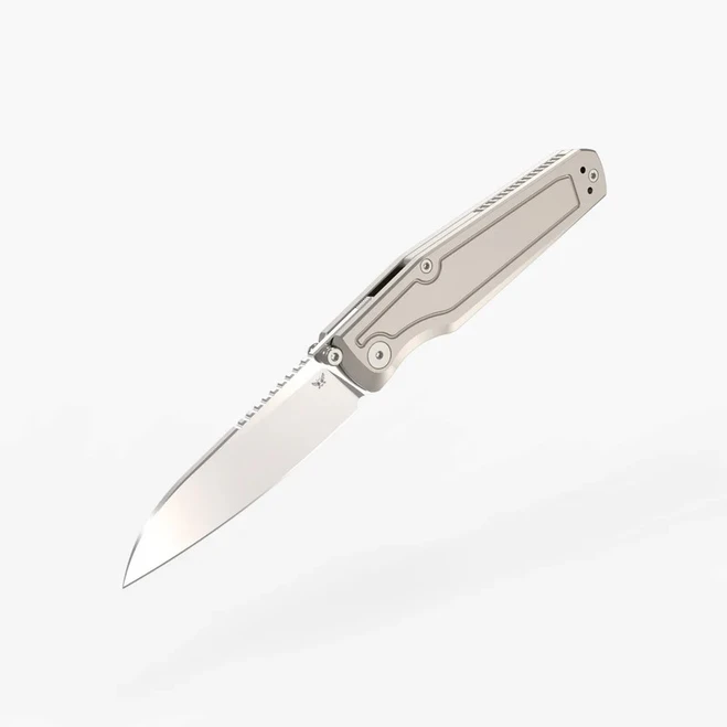 (Light Scratches) Open Box/Returned Flytanium Concourse Folding Knife Titanium Frame Lock Front Flipper 14C28N Satin Blade Steel FLY-1445