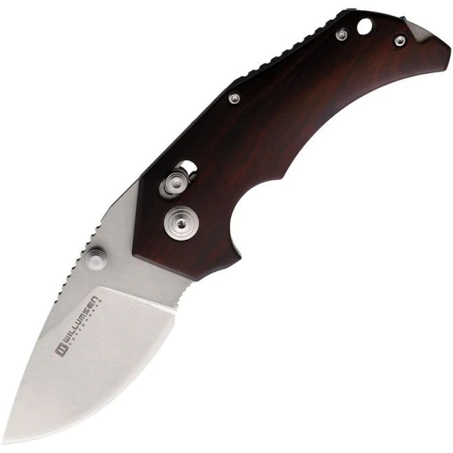 Willumsen Copenhagen Red E Folding Knife Rosewood Handle 14C28N Plain Edge Stonewash Finish WLMRE21SWD