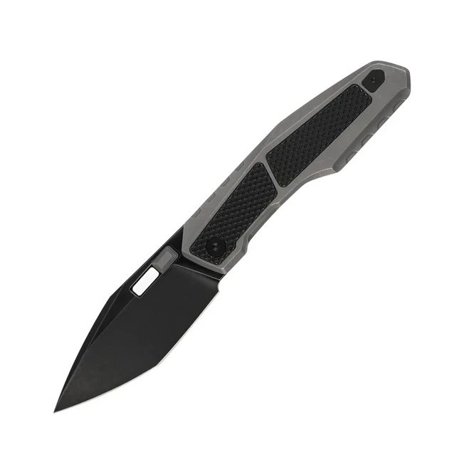 Molsect Folding Knife Gray/Black Titanium Handle 20CV Plain Edge Stonewash/PVD Finish