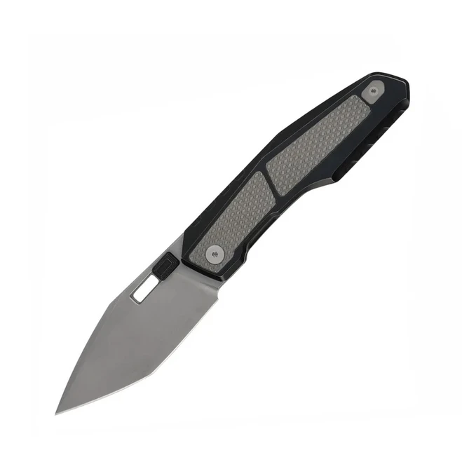 Molsect Folding Knife Stonewash/PVD Titanium Handle 20CV Plain Edge Stonewash/Bead-Blast Blade M2038L