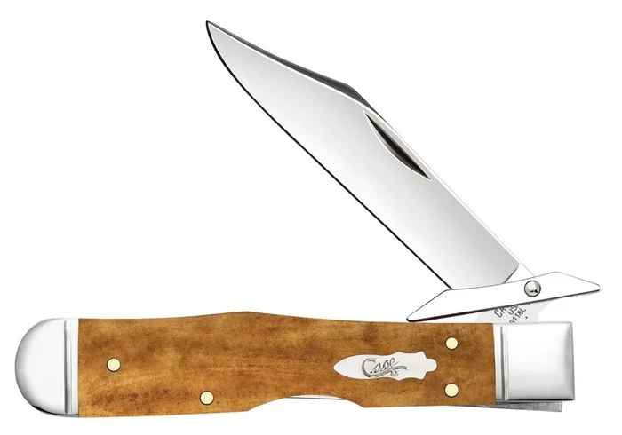 Case Cheetah Cub Folding Knife Smooth Antique Brown Bone Handle Tru-Sharp Stainless Steel Clip Point Plain Edge Mirror-Polish Finish 58214