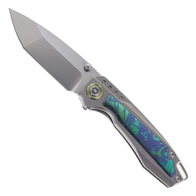 SixLeaf Folding Knife Color Titanium Handle S35VN Plain Edge Sandblast Finish SL-112-Color