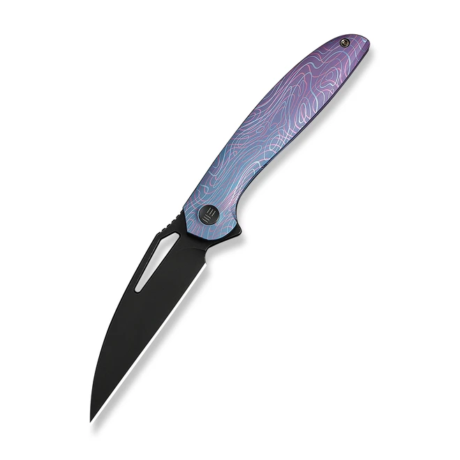 WE Knife Tiercel Folding Knife Blue/Purple Titanium Handle MagnaCut Plain Edge Black Stonewash Blade WE26021-3