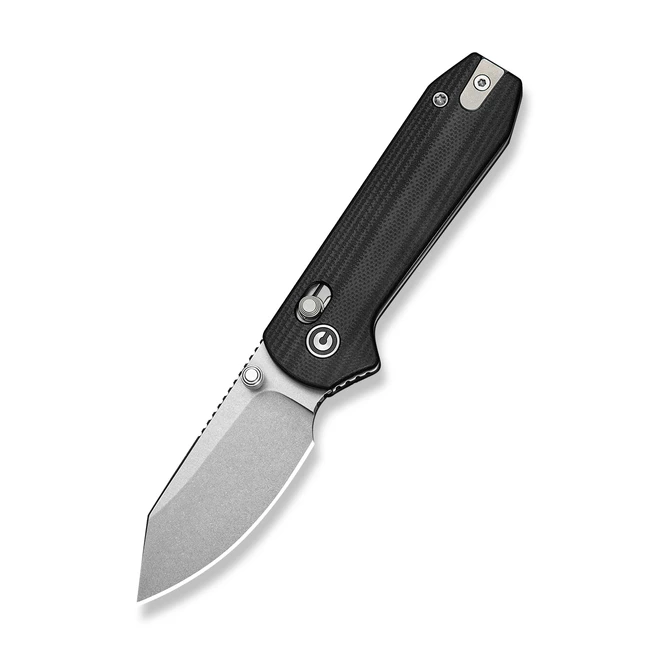 Civivi Lil Yonder Folding Knife Black G10 Handle 14C28N Spey Point Plain Edge Stonewash Finish C25025B-1