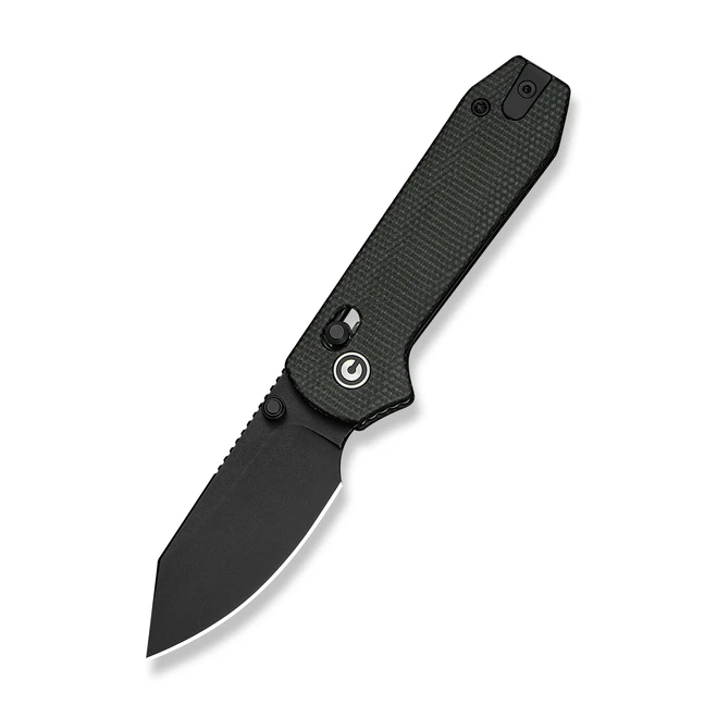 Civivi Lil Yonder Folding Knife Dark Green Canvas Micarta Handle 14C28N Spey Point Plain Edge Black Stonewash Finish C25025B-2