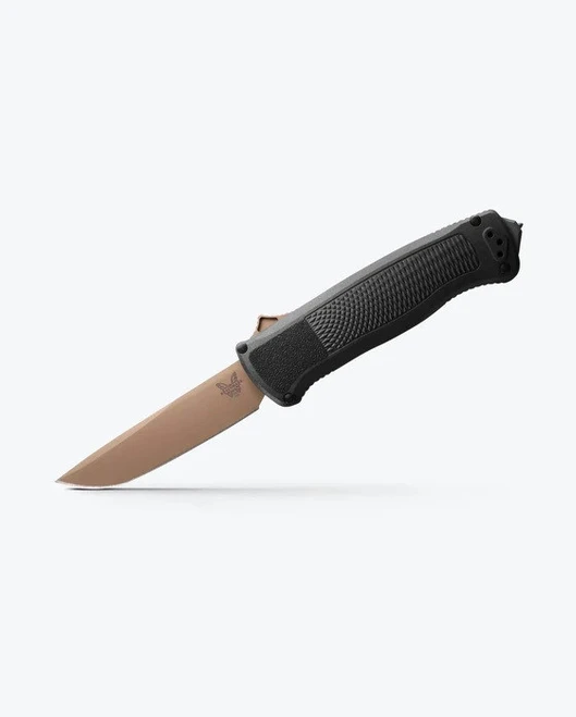 (Missing Box) Open box Benchmade OTF Auto Knife Black CF-Elite Handle Cru-Wear Plain Edge Flat Earth Finish 3.5" 5370FE