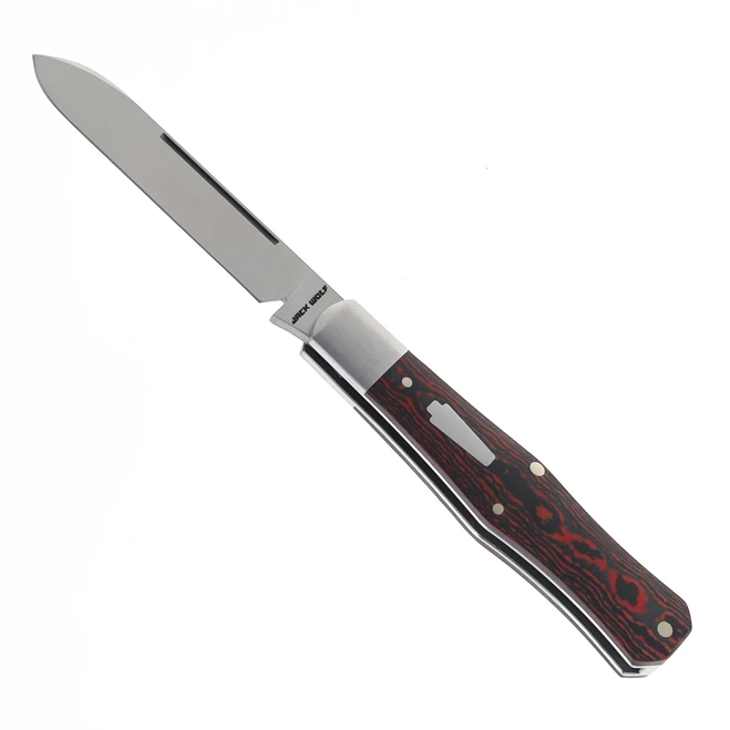 Jack Wolf Knives Gateway Coffin Slip Joint Folding Knife Fat Carbon Lava Flow Handle 2.85" Satin Sandvik 14C28N Drop Point Blade COFFI-01-FC-LAVA