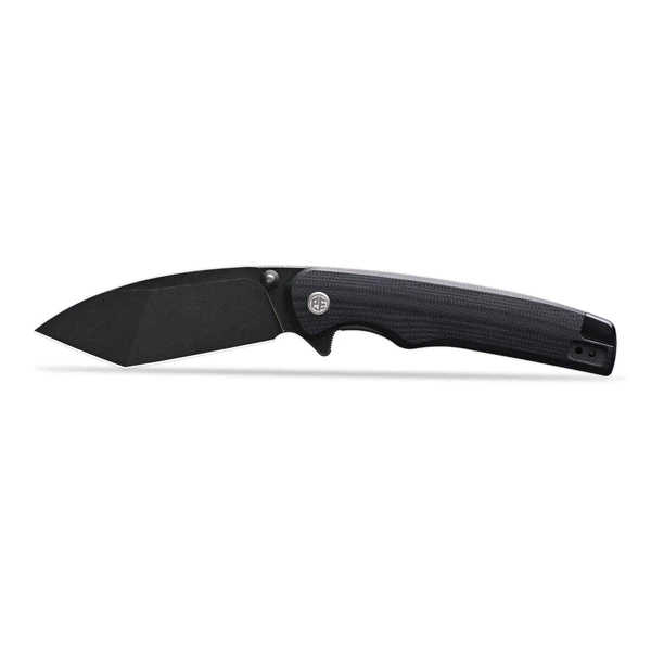 Petrified Fish Bat Folding Knife Black G10 Handle N690 Modified Tanto Plain Edge Black Stonewash Finish PFE20DDW