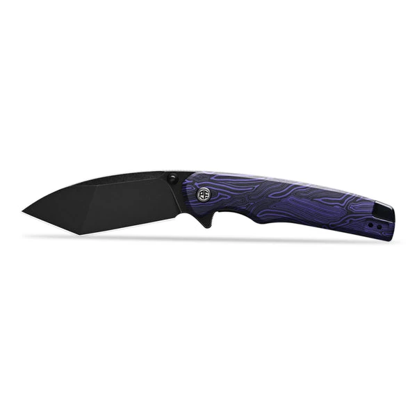 Petrified Fish Bat Folding Knife Purple G-Mascus/G10 Handle N690 Modified Tanto Plain Edge Black Stonewash Finish PFE20PDMDW