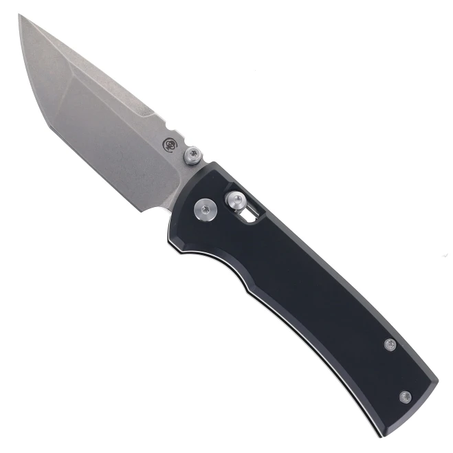 Chaves Knives Redencion X-Lock Folding Knife Black Anodized Aluminum Handle 3.25" Stonewash D2 Tanto