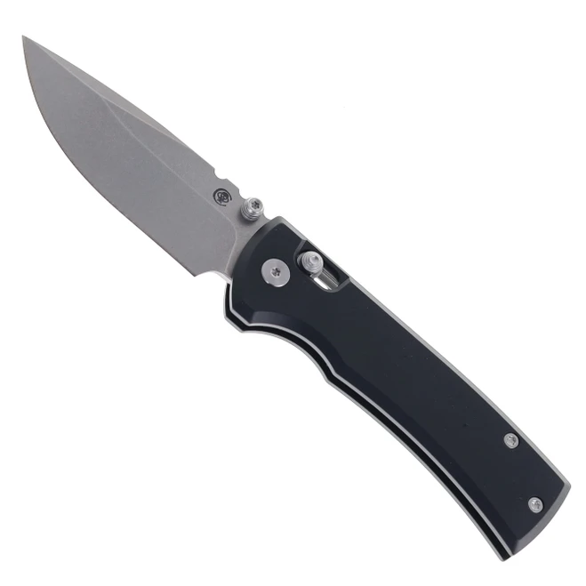 Chaves Knives Redencion X-Lock Folding Knife Black Anodized Aluminum Handle 3.25" Stonewash D2 Drop Point