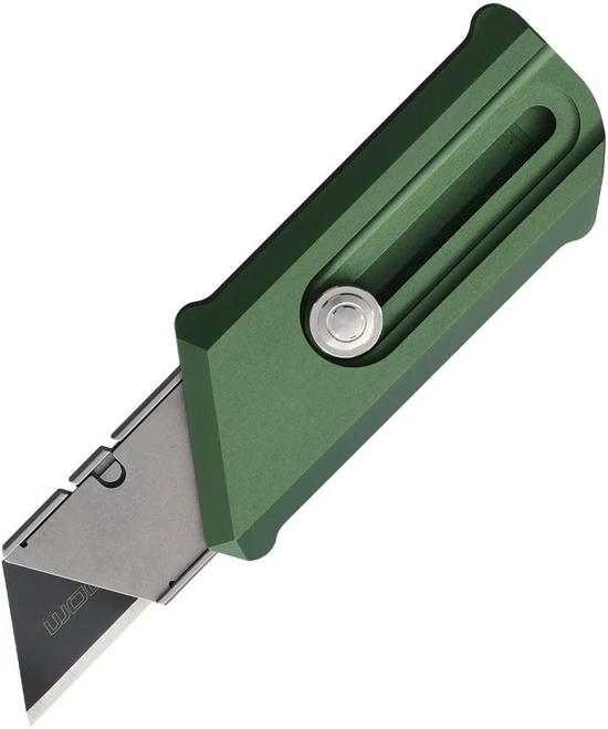 Chaves C.H.U.B. Slipper Utility Knife Green Aluminum Handle Stainless Steel Plain Edge Black PVD Finish 14667