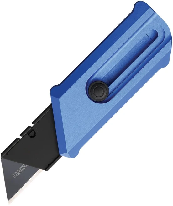 Chaves C.H.U.B. Slipper Utility Knife Blue Anodized Aluminum Handle Stainless Steel Plain Edge Black Finish 14670