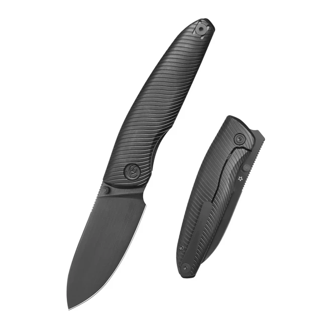 KB Cargo Folding Knife Black PVD Titanium Handle M390 Drop Point Plain Edge DLC Finish KB480C