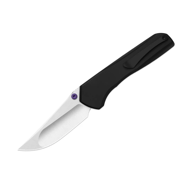 Kizer Astur ZeroS Left-Hand Folding Knife Black Aluminum Handle 3.2" Satin MagnaCut Clip Point K3818ZBD4