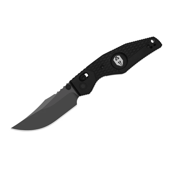 Kizer Kinisis Folding Knife Black Aluminum Handle 3.3" Black DLC S35VN Trailing Point K3824CT1