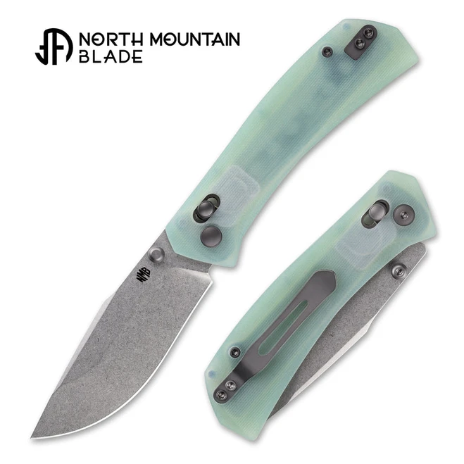 North Mountain Blades Coyote Yamainu Folding Knife Jade G10 Handle 10Cr15MoV Plain Edge Stonewash Finish 2603-JD