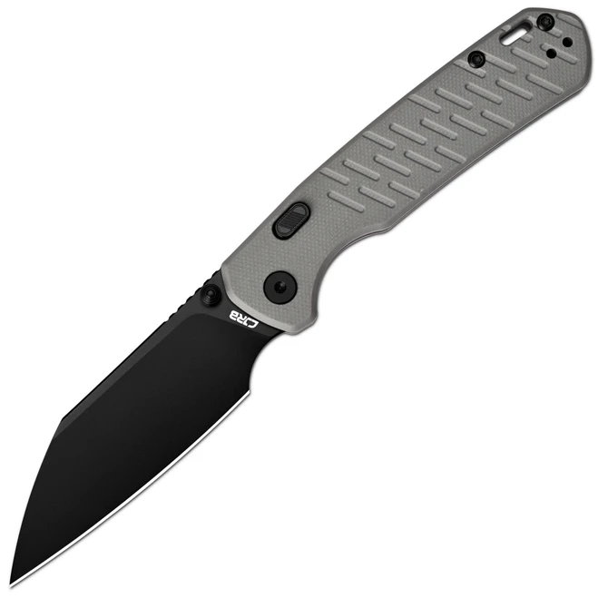 CJRB Pyrite-Light Folding Knife Gray G-10 Textured Handle 3.34" Black PVD AR-RPM9 Wharncliffe J1945X-BGY