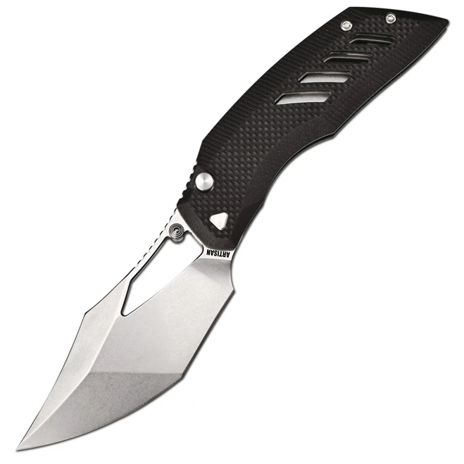 Artisan Cutlery Dark Wing ToughWing Folding Knife Black G-10 Handle 3.63" Stonewash S90V Clip Point 1887G-BK