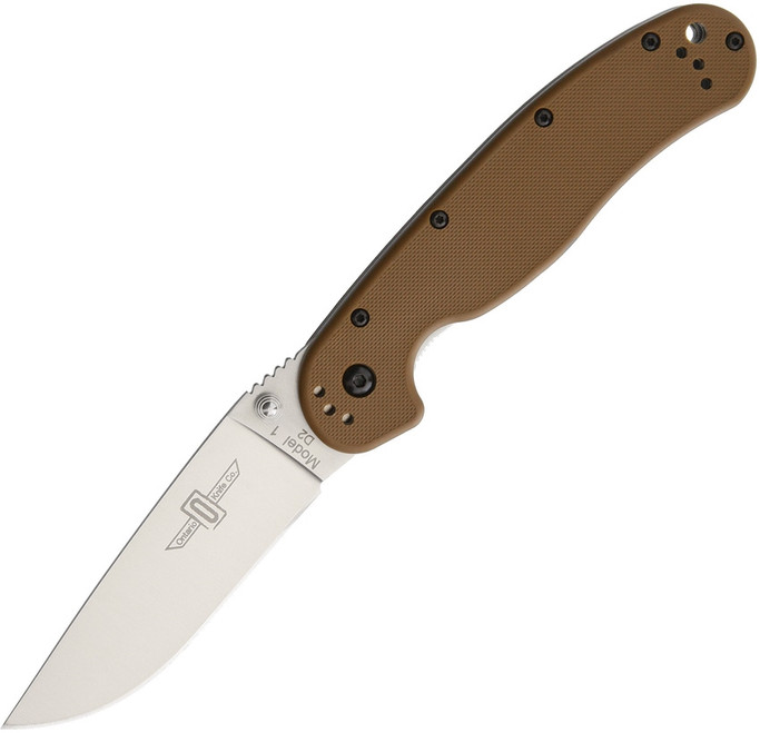Ontario Rat 1 Knife Coyote Brown Handle D2 Satin Plain Edge 8867CB