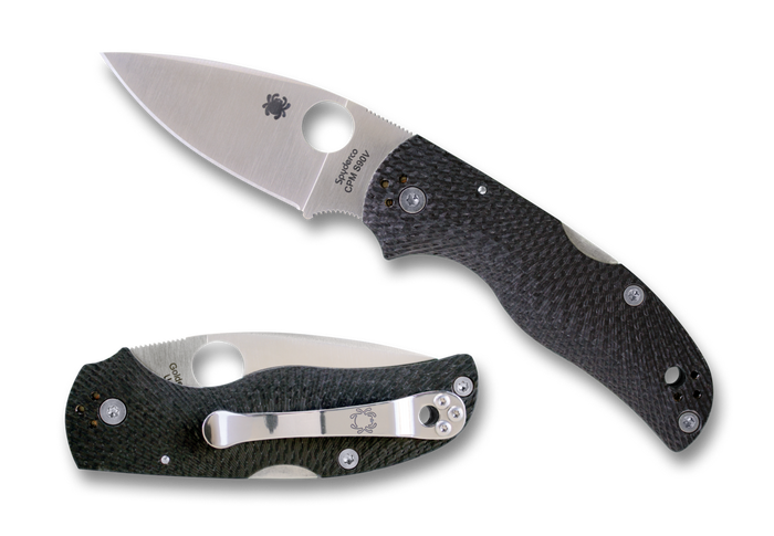 Spyderco Native 5 Knife Black Carbon Fiber Handle CPM-S90V Plain Edge C41CFFP5