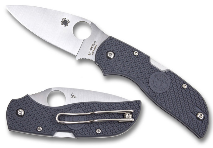Spyderco Chaparral Lightweight Knife Gray FRN Handle Plain CTS-XHP Edge C152PGY  Spyderco Chaparral Lightweight Knife Gray FRN Handle Plain CTS-XHP Edge C152PGY