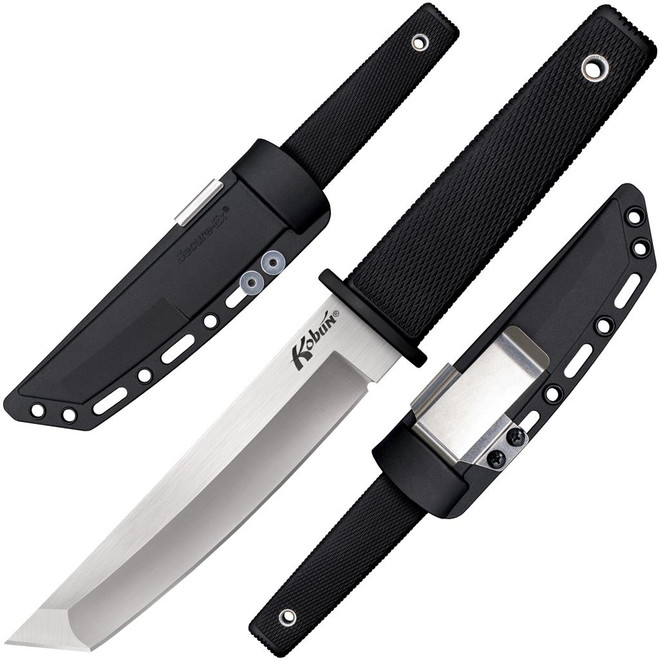 Cold Steel Kobun Boot Knife Fixed Plain Edge Tanto Blade Black Kraton Handle 17T