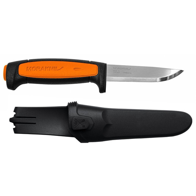 Mora Knives Basic 546 Fixed Blade Knife Orange Black Handle Plain