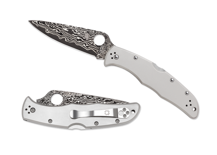 Spyderco Endura Damascus Blade Folding Knife Titanium Handle C10TIPD Spyderco Endura Damascus Blade Folding Knife Titanium Handle C10TIPD