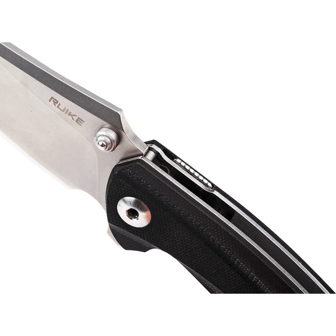 Ruike P155 Linerlock Knife Black G10 Handle Bead Blast Plain Edge