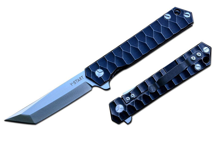 Y-START LK5011 Folding Knife Black TC4 Titanium Handle Plain Tanto Black Satin Edge Y-START LK5011 Folding Knife Black TC4 Titanium Handle Plain Tanto Black Satin Edge
