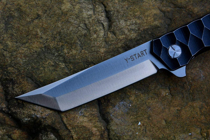 Y-START LK5011 Folding Knife Black TC4 Titanium Handle Plain