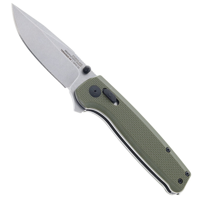 SOG Terminus XR Flipper Knife Green G10 Handle Plain Stonewash D2 Blade TM1022