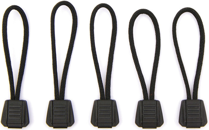 Exotac Tinderzip Zipper Pull Black Set of Five Live Fire FireCord 9000-BLK