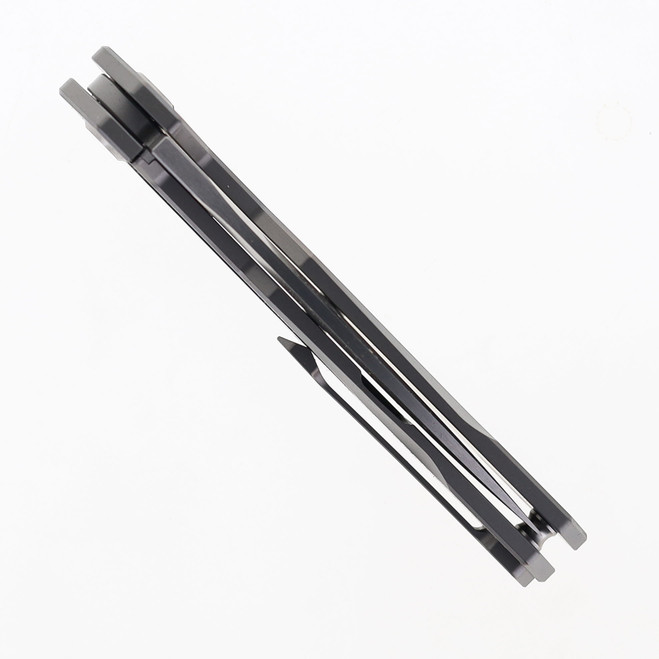 TwoSun TS21 Liner Lock Flipper Knife Gray Titanium Handle Plain D2