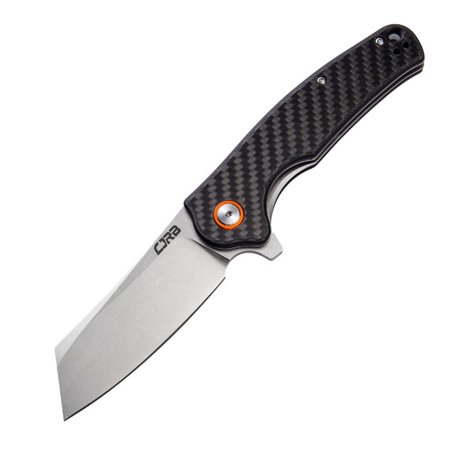 CJRB Crag Folder Pocket Knife Black Carbon Fiber Handle Plain D2 Blade J1904-CF