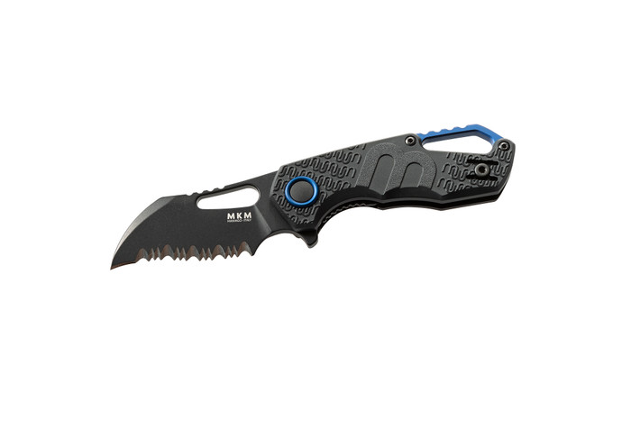 MKM Voxnaes Isonzo Knife Black FRN Handle Black Serrated Hawkbill